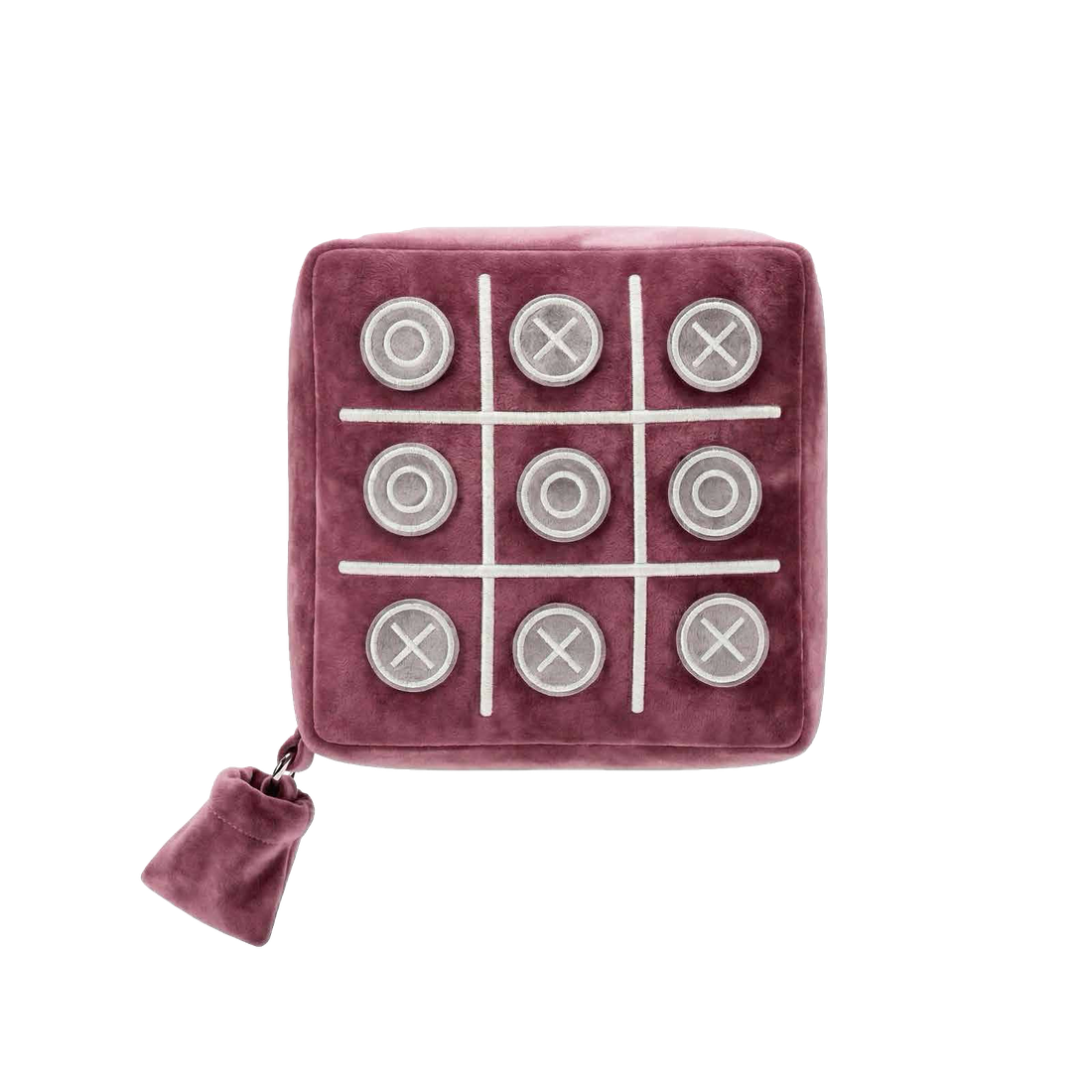 Heritage Pink TicTac2Go pillow with embroidered pieces and pouch